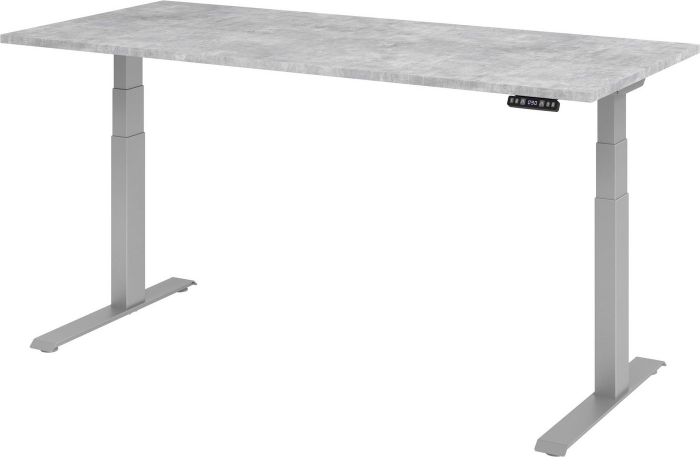 bümö Schreibtisch elektrisch XDKB - Arbeitshöhe: elektrisch höhenverstellbar, Rechteck: 180 x 80 cm - Dekor: Beton - Gestell: Silber von bümö