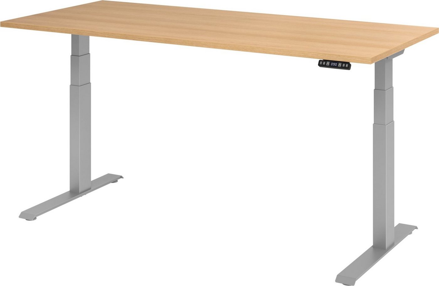 bümö Schreibtisch elektrisch XDKB - Arbeitshöhe: elektrisch höhenverstellbar, Rechteck: 180 x 80 cm - Dekor: Eiche - Gestell: Silber von bümö