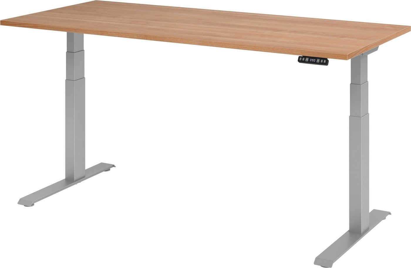 bümö Schreibtisch elektrisch XDKB - Arbeitshöhe: elektrisch höhenverstellbar, Rechteck: 180 x 80 cm - Dekor: Nussbaum - Gestell: Silber von bümö