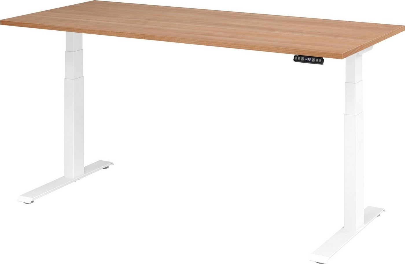 bümö Schreibtisch elektrisch XDKB - Arbeitshöhe: elektrisch höhenverstellbar, Rechteck: 180 x 80 cm - Dekor: Nussbaum - Gestell: Weiß von bümö