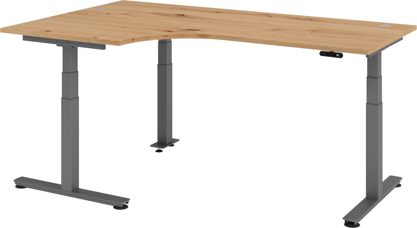 bümö Schreibtisch elektrisch XDSM - Arbeitshöhe: elektrisch höhenverstellbar, Eckform: 200 x 120 cm - Dekor: Asteiche von bümö