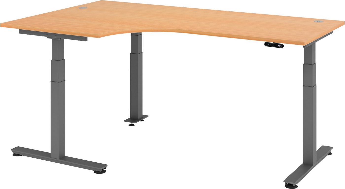 bümö Schreibtisch elektrisch XDSM - Arbeitshöhe: elektrisch höhenverstellbar, Eckform: 200 x 120 cm - Dekor: Buche von bümö