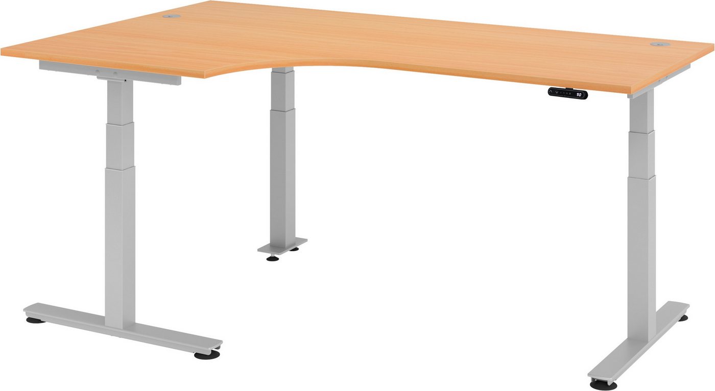 bümö Schreibtisch elektrisch XDSM - Arbeitshöhe: elektrisch höhenverstellbar, Eckform: 200 x 120 cm - Dekor: Buche von bümö