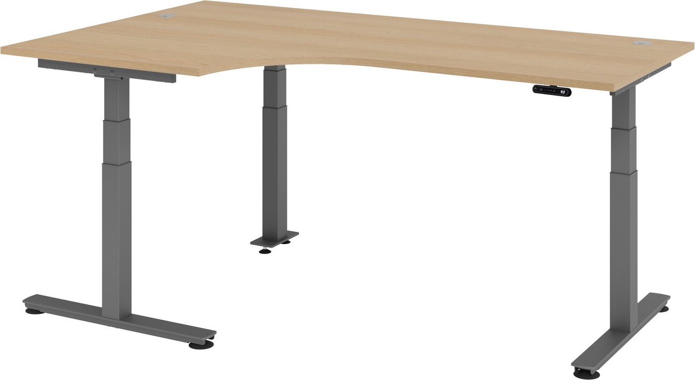 bümö Schreibtisch elektrisch XDSM - Arbeitshöhe: elektrisch höhenverstellbar, Eckform: 200 x 120 cm - Dekor: Eiche von bümö