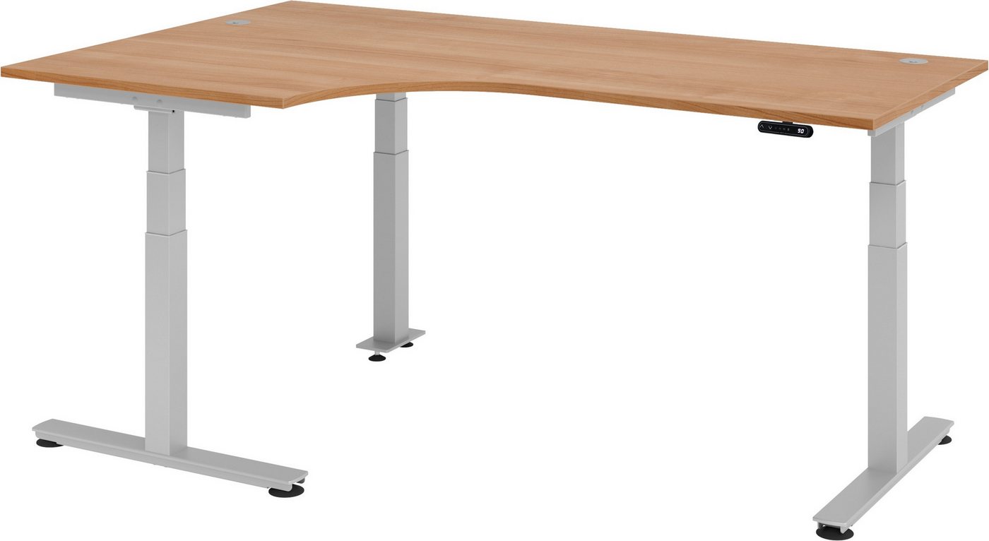 bümö Schreibtisch elektrisch XDSM - Arbeitshöhe: elektrisch höhenverstellbar, Eckform: 200 x 120 cm - Dekor: Nussbaum von bümö