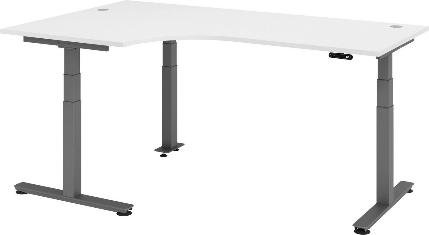 bümö Schreibtisch elektrisch XDSM - Arbeitshöhe: elektrisch höhenverstellbar, Eckform: 200 x 120 cm - Dekor: Weiß von bümö