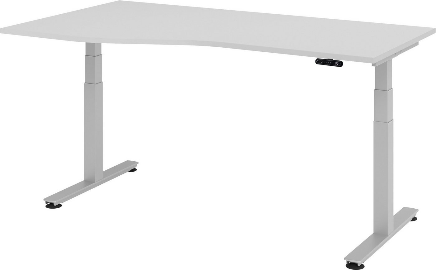 bümö Schreibtisch elektrisch XDSM - Arbeitshöhe: elektrisch höhenverstellbar, Freiform: 180 x 100 cm - Dekor: Grau von bümö