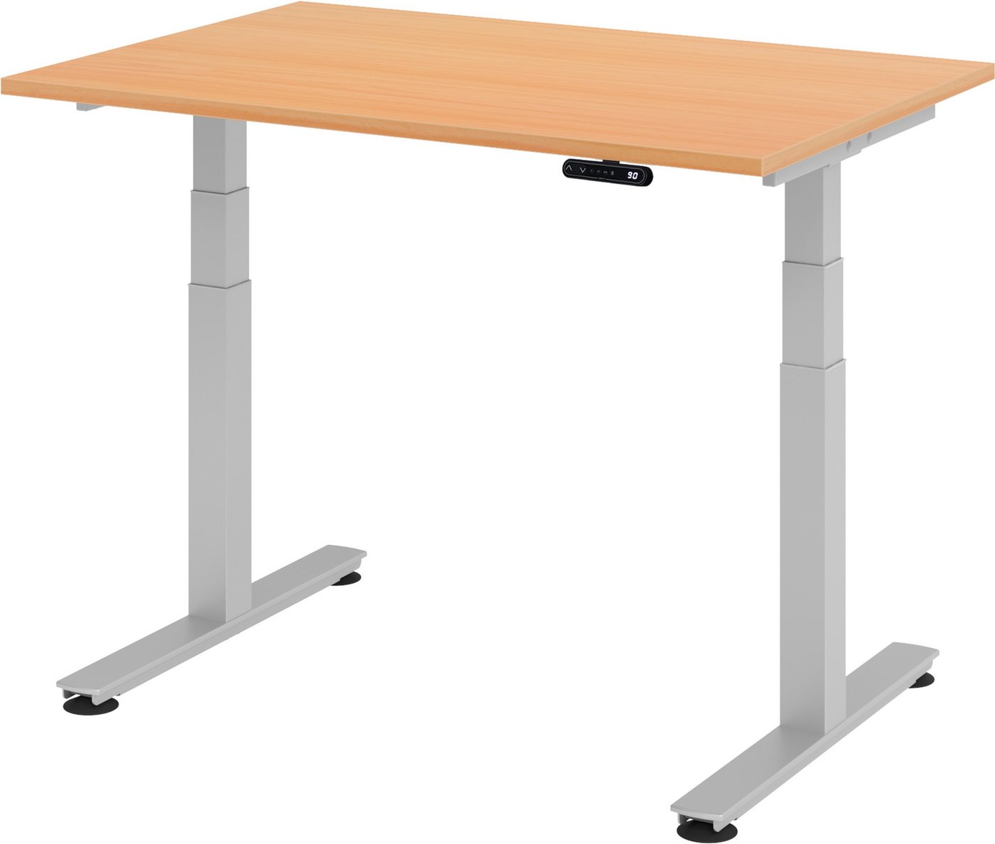 bümö Schreibtisch elektrisch XDSM - Arbeitshöhe: elektrisch höhenverstellbar, Rechteck: 120 x 80 cm - Dekor: Buche von bümö