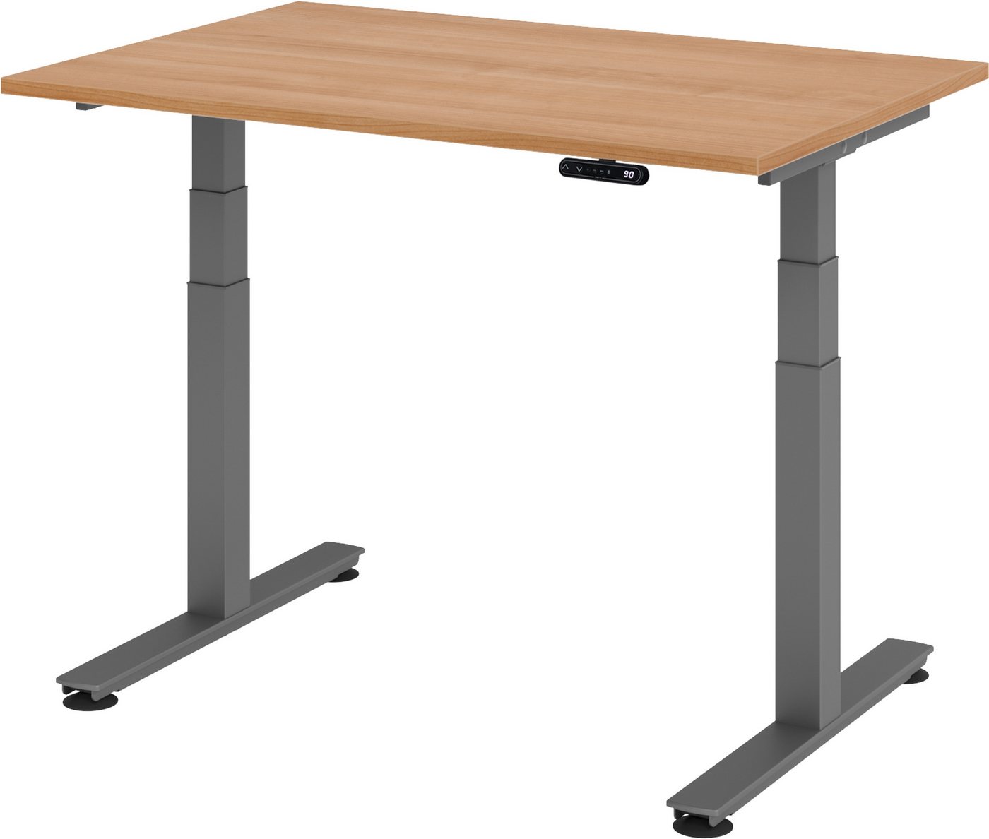 bümö Schreibtisch elektrisch XDSM - Arbeitshöhe: elektrisch höhenverstellbar, Rechteck: 120 x 80 cm - Dekor: Nussbaum von bümö