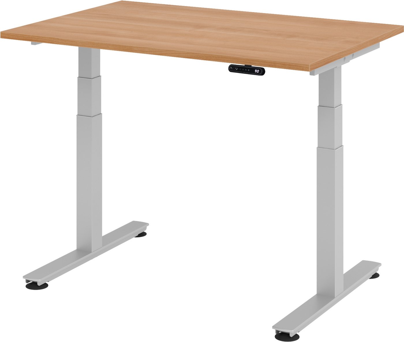 bümö Schreibtisch elektrisch XDSM - Arbeitshöhe: elektrisch höhenverstellbar, Rechteck: 120 x 80 cm - Dekor: Nussbaum von bümö