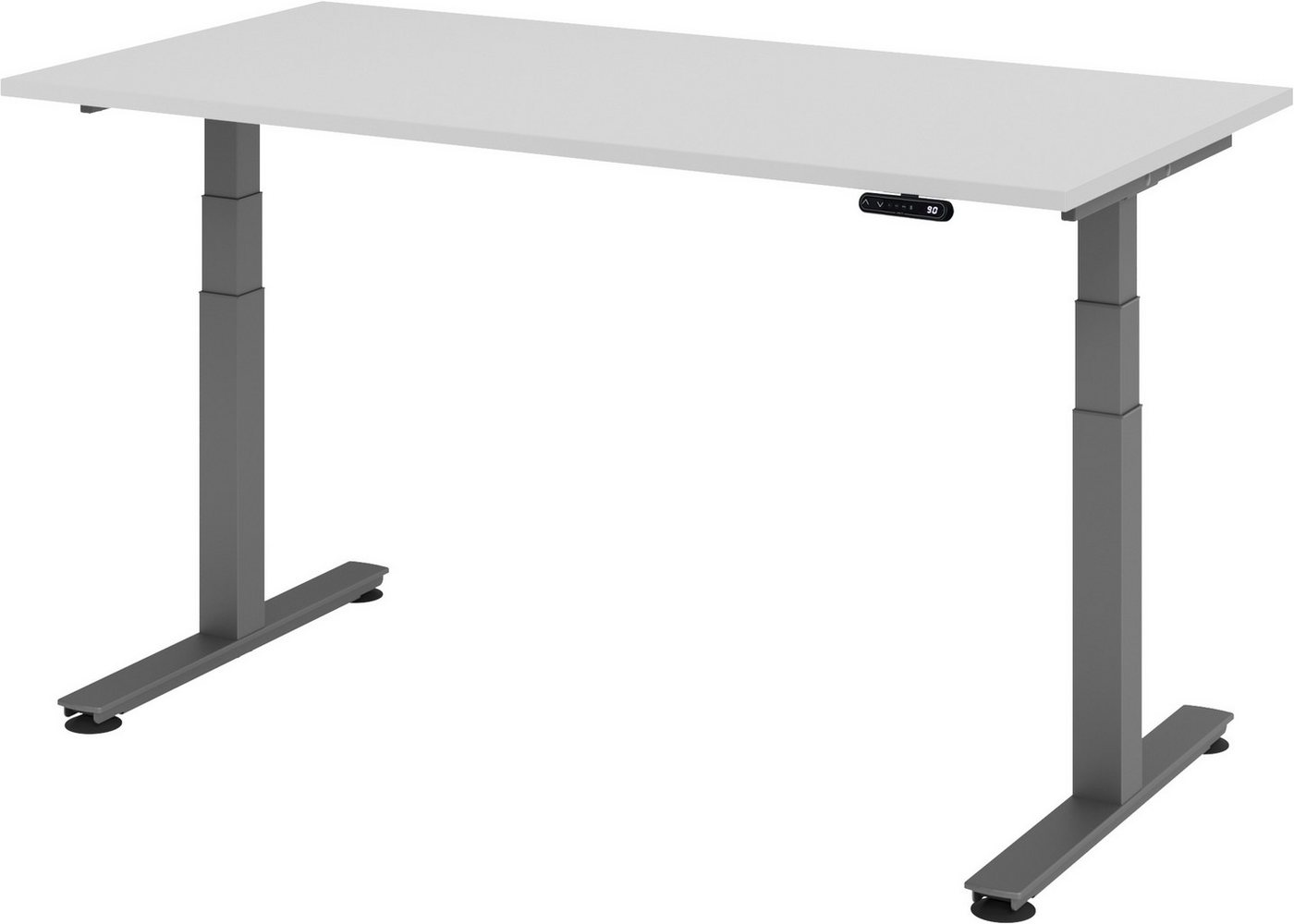 bümö Schreibtisch Schreibtisch elektrisch XDSM, Rechteck: 160 x 80 cm - Dekor: Grau von bümö