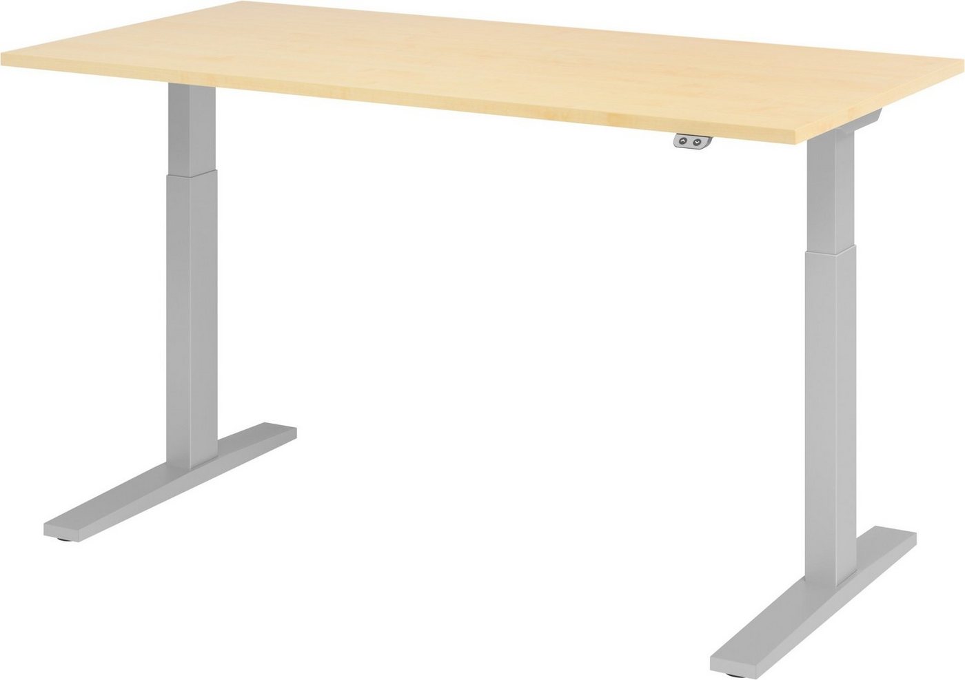 bümö Schreibtisch elektrisch XMKA - Arbeitshöhe: elektrisch höhenverstellbar, Rechteck: 160 x 80 cm - Dekor: Ahorn - Gestell: Silber von bümö