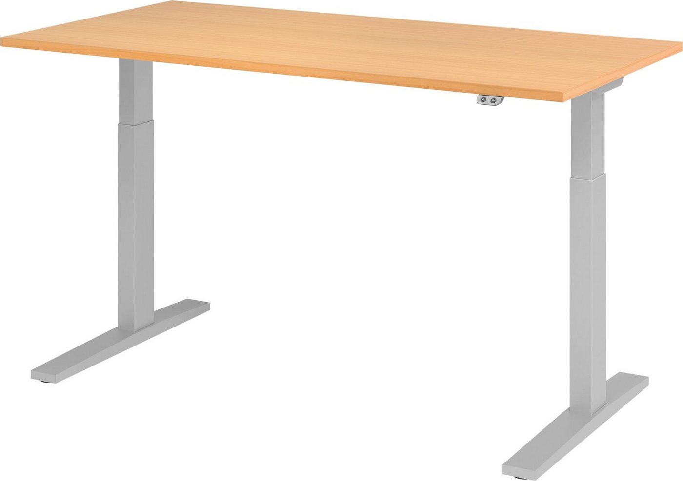 bümö Schreibtisch elektrisch XMKA - Arbeitshöhe: elektrisch höhenverstellbar, Rechteck: 160 x 80 cm - Dekor: Buche - Gestell: Silber von bümö