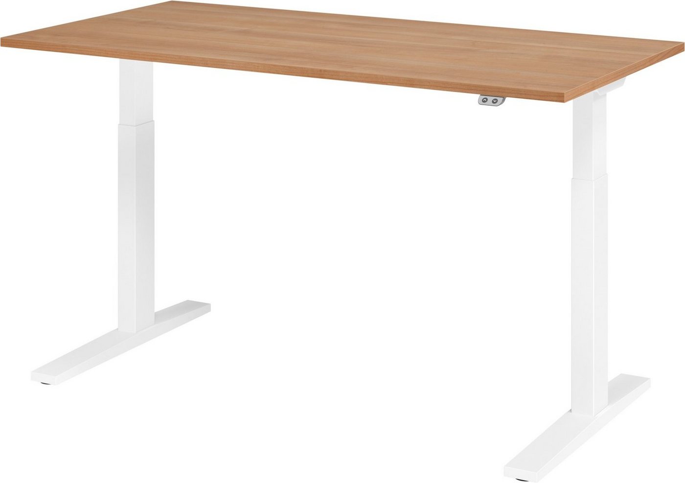 bümö Schreibtisch elektrisch XMKA - Arbeitshöhe: elektrisch höhenverstellbar, Rechteck: 160 x 80 cm - Dekor: Nussbaum - Gestell: Weiß von bümö