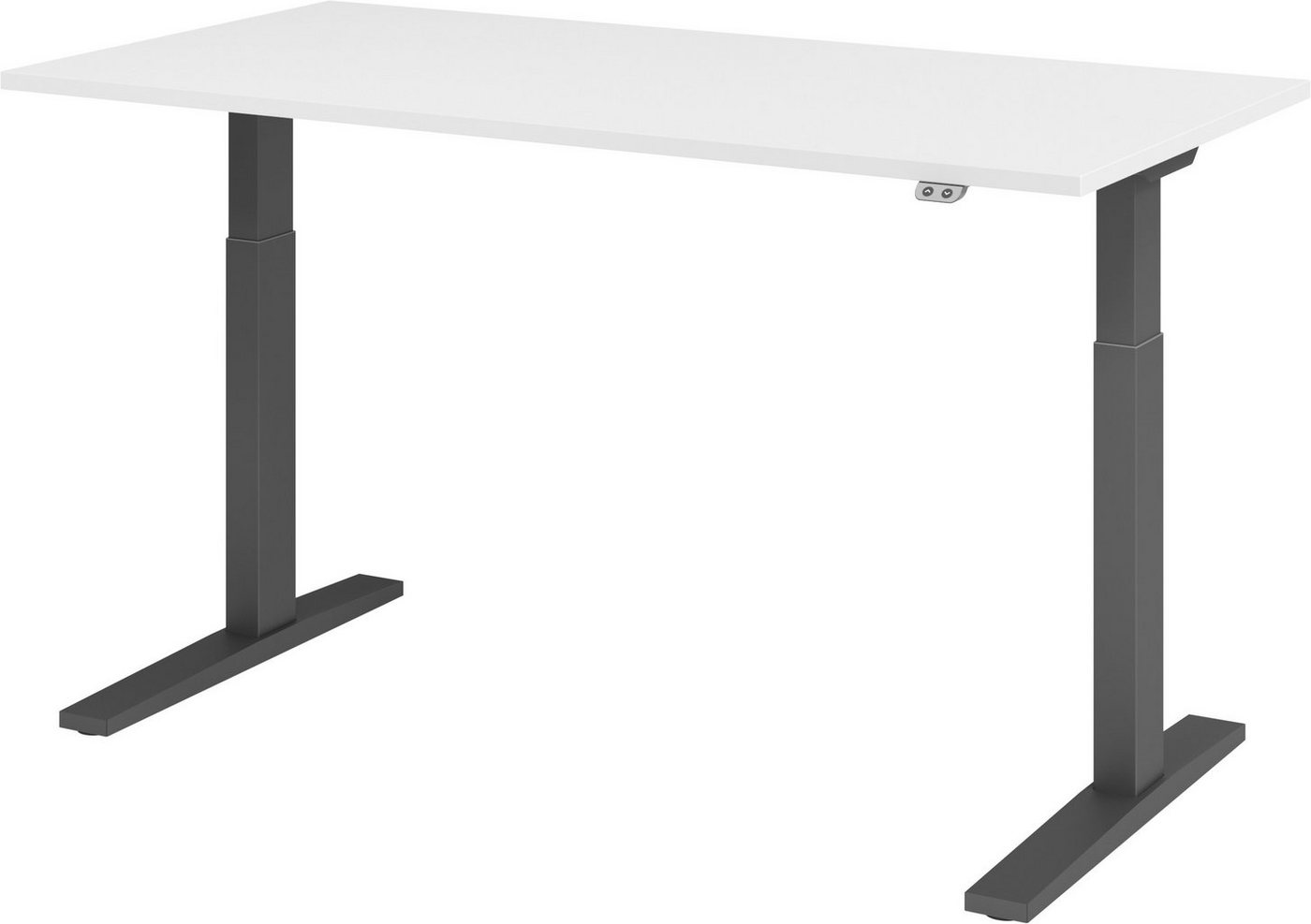 bümö Schreibtisch elektrisch XMKA - Arbeitshöhe: elektrisch höhenverstellbar, Rechteck: 160 x 80 cm - Dekor: Weiß - Gestell: Graphit von bümö