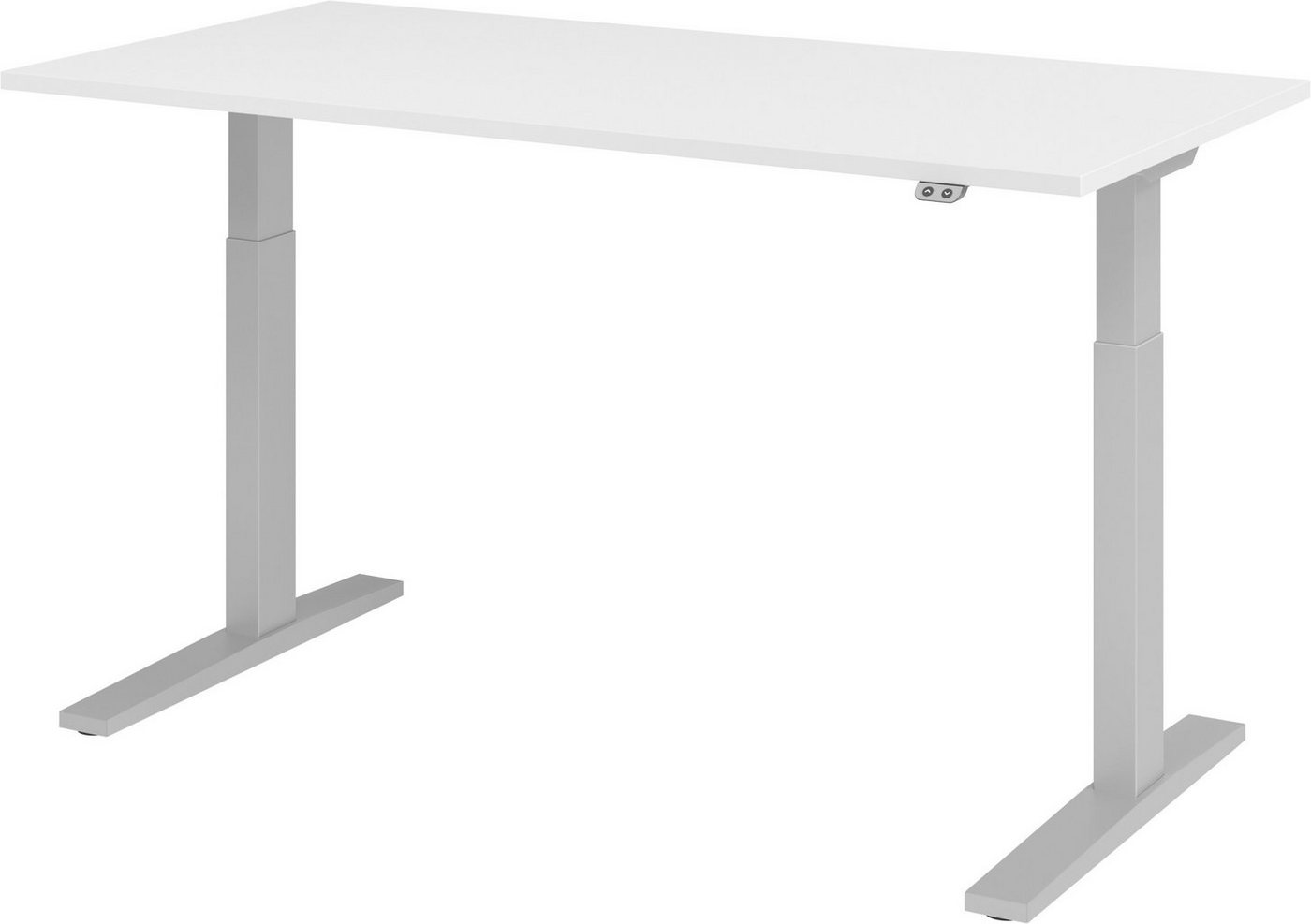 bümö Schreibtisch elektrisch XMKA - Arbeitshöhe: elektrisch höhenverstellbar, Rechteck: 160 x 80 cm - Dekor: Weiß - Gestell: Silber von bümö