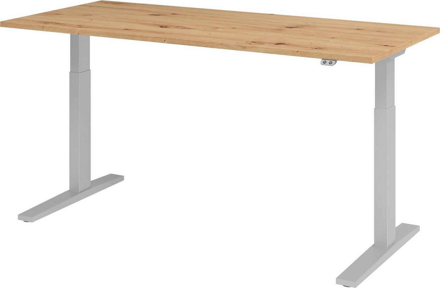 bümö Schreibtisch elektrisch XMKA - Arbeitshöhe: elektrisch höhenverstellbar, Rechteck: 180 x 80 cm - Dekor: Asteiche - Gestell: Silber von bümö