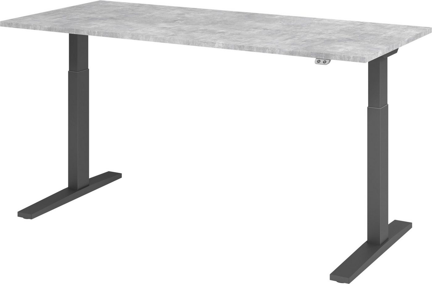 bümö Schreibtisch elektrisch XMKA - Arbeitshöhe: elektrisch höhenverstellbar, Rechteck: 180 x 80 cm - Dekor: Beton - Gestell: Graphit von bümö