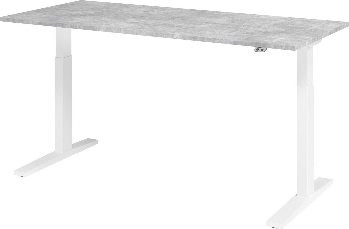 bümö Schreibtisch Schreibtisch elektrisch XMKA, Rechteck: 180 x 80 cm - Dekor: Beton - Gestell: Weiß von bümö