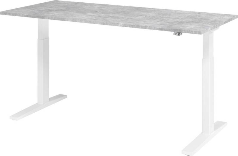 bümö Schreibtisch elektrisch XMKA - Arbeitshöhe: elektrisch höhenverstellbar, Rechteck: 180 x 80 cm - Dekor: Beton - Gestell: Weiß von bümö