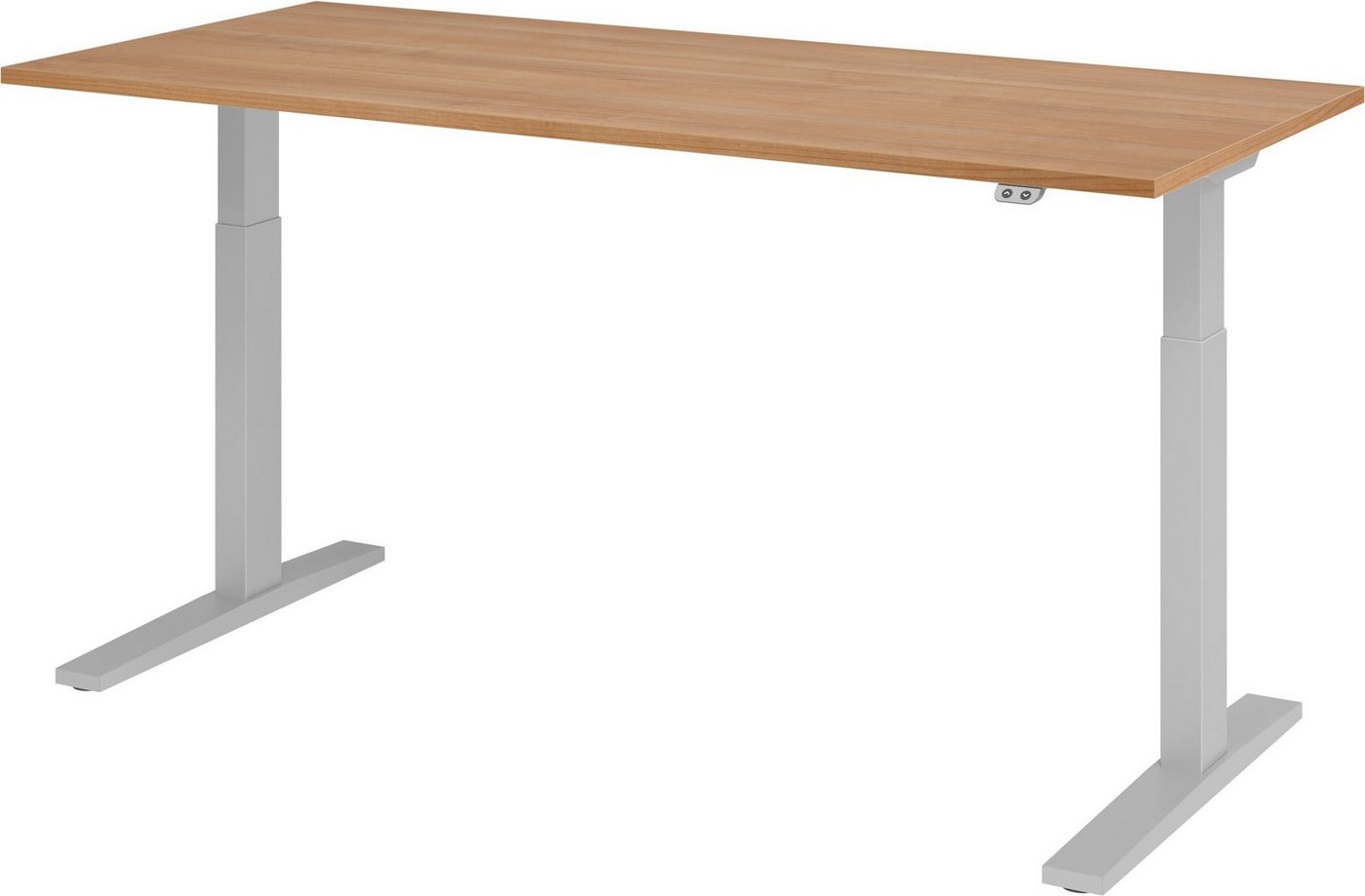 bümö Schreibtisch elektrisch XMKA - Arbeitshöhe: elektrisch höhenverstellbar, Rechteck: 180 x 80 cm - Dekor: Nussbaum - Gestell: Silber von bümö