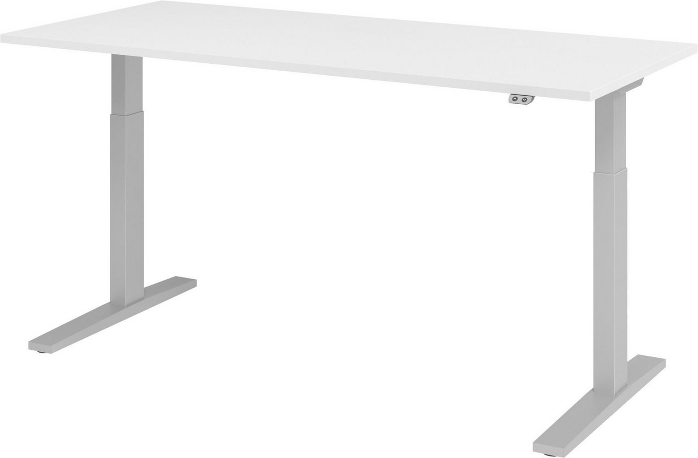 bümö Schreibtisch elektrisch XMKA - Arbeitshöhe: elektrisch höhenverstellbar, Rechteck: 180 x 80 cm - Dekor: Weiß - Gestell: Silber von bümö