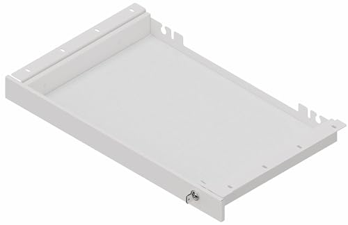 bümö Schreibtisch Schublade für Laptop & Notebooks abschließbar aus Metall in weiß mit Schloss und Antirutschmatte - Unterbauschublade für Bürortische von bümö