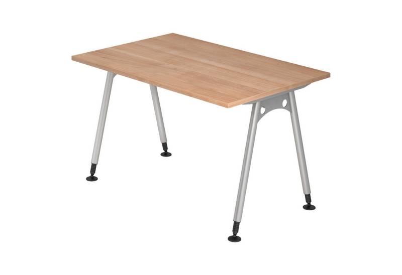 bümö Schreibtisch Serie-A höhenverstellbar, Rechteck: 120 x 80 cm - Dekor: Nussbaum von bümö
