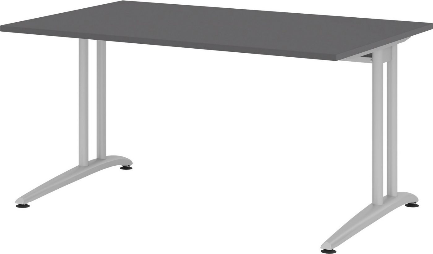 bümö Schreibtisch Serie-B - Arbeitshöhe: 72 cm, Rechteck: 160 x 80 cm - Dekor: Graphit von bümö