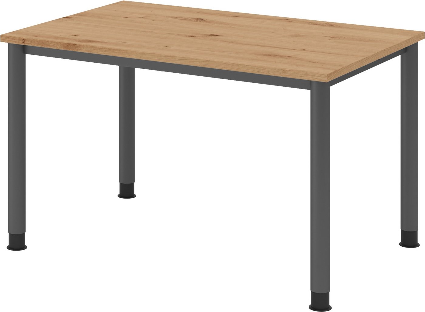 bümö Schreibtisch Serie-H, Gestell: Graphit, Rechteck: 120 x 80 cm - Dekor: Asteiche von bümö