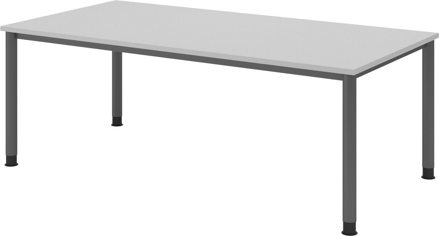 bümö Schreibtisch Serie-H, Gestell: Graphit, Rechteck: 200 x 100 cm - Dekor: Grau von bümö