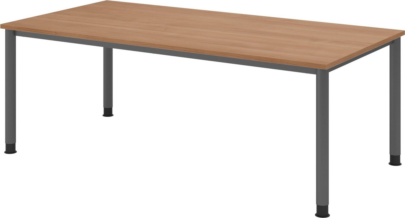 bümö Schreibtisch Serie-H, Gestell: Graphit, Rechteck: 200 x 100 cm - Dekor: Nussbaum von bümö