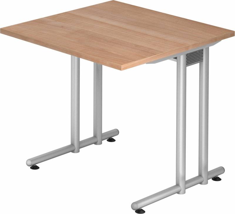 bümö Schreibtisch Serie-N - Arbeitshöhe:, Quadrat: 80 x 80 cm - Dekor: Nussbaum von bümö