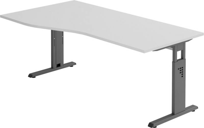 bümö Schreibtisch Serie-O - Arbeitshöhe:, Freiform: 180 x 100 cm - Dekor: Grau - Gestell: Graphit von bümö