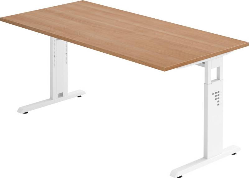 bümö Schreibtisch Serie-O - Arbeitshöhe:, Rechteck: 160 x 80 cm - Dekor: Nussbaum - Gestell: Weiß von bümö