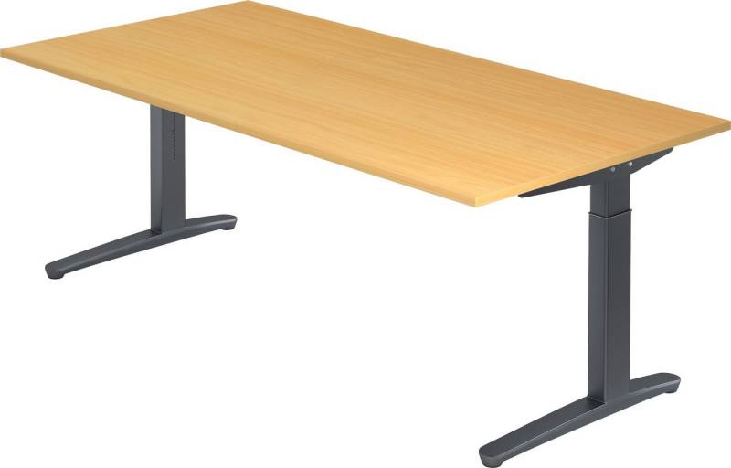 bümö Schreibtisch Serie-XB - Arbeitshöhe:, Rechteck: 200 x 100 cm - Dekor: Buche - Gestell: Graphit von bümö