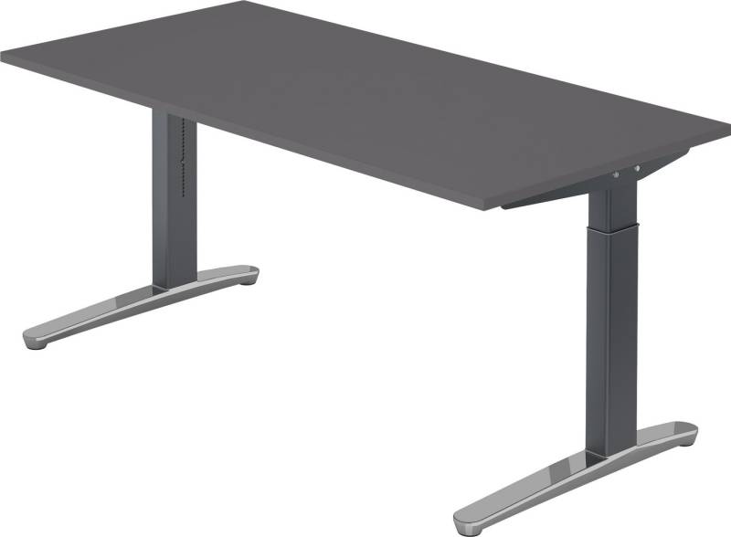 bümö Schreibtisch Serie-XB - Arbeitshöhe:, Rechteck: 160 x 80 cm - Dekor: Graphit - Gestell: Graphit/Alu poliert von bümö