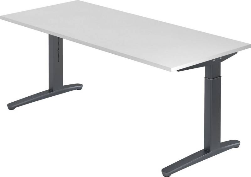 bümö Schreibtisch Serie-XB - Arbeitshöhe:, Rechteck: 180 x 80 cm - Dekor: Weiß - Gestell: Graphit von bümö