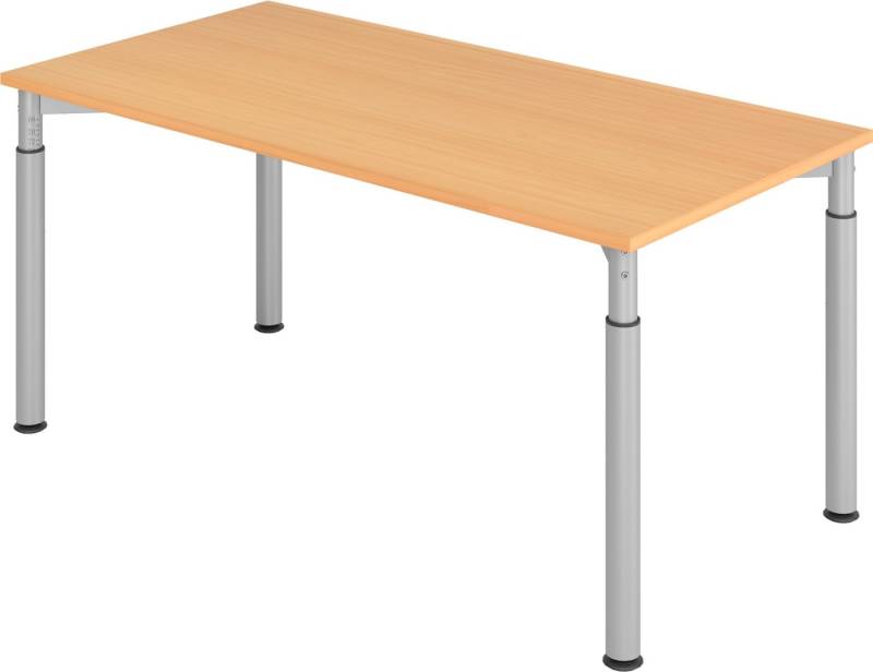 bümö Schreibtisch Serie-Y - Arbeitshöhe:, Rechteck: 160 x 80 cm - Dekor: Buche - Gestell: Silber von bümö