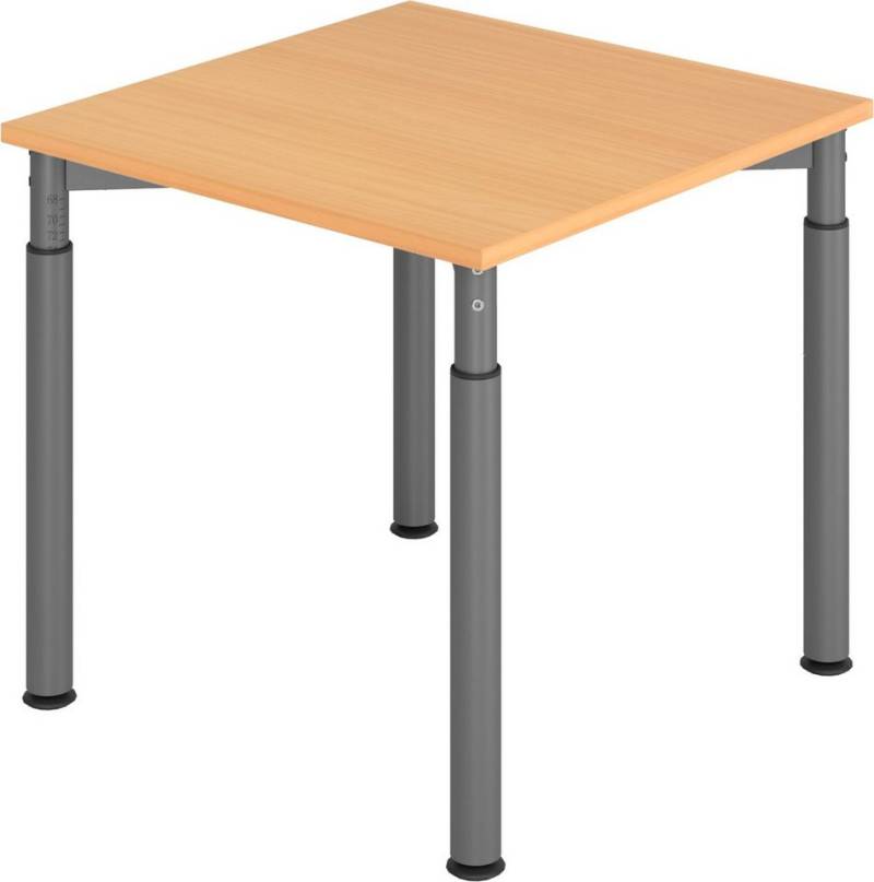 bümö Schreibtisch Serie-Y - Arbeitshöhe:, Quadrat: 80 x 80 cm - Dekor: Buche - Gestell: Graphit von bümö