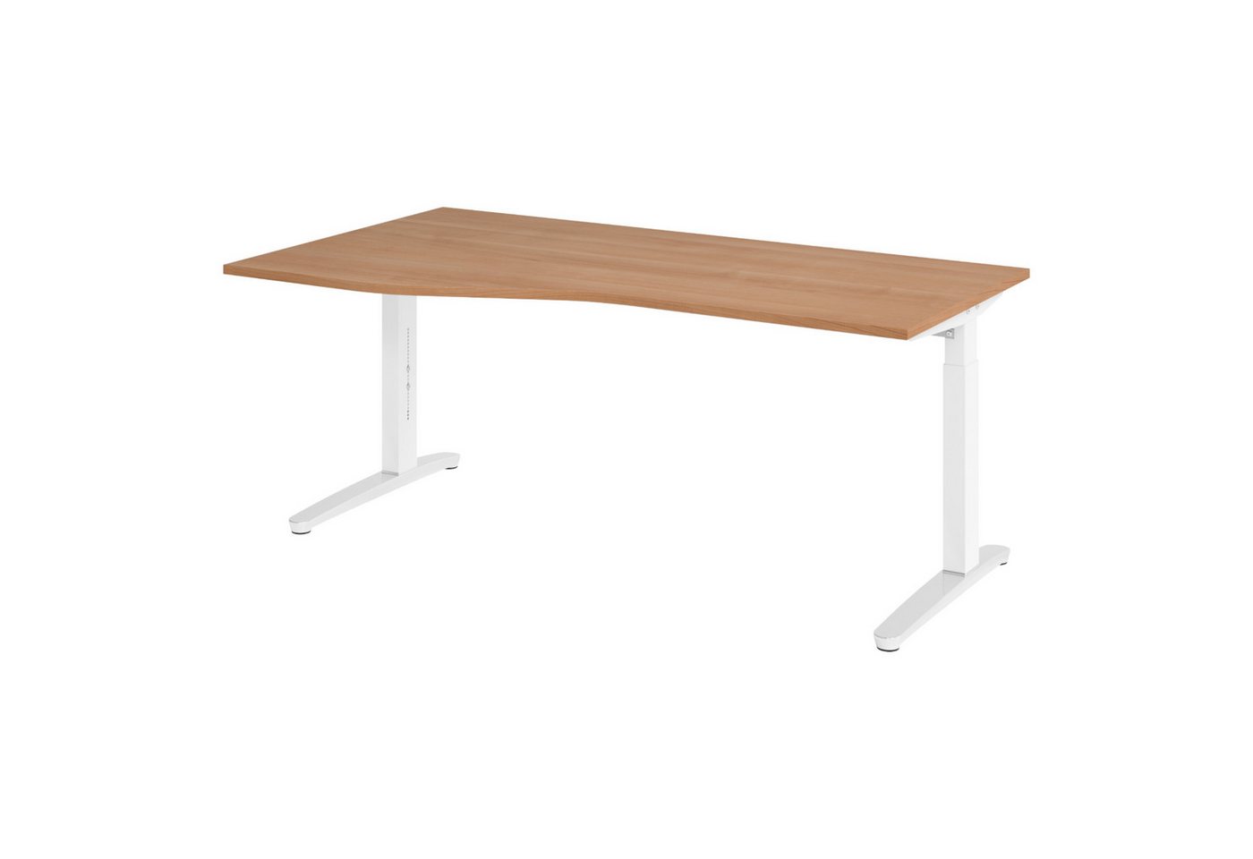 bümö Schreibtisch XB-Serie, Freiform: 180 x 100 cm - Dekor: Nussbaum - Gestell: Weiß/Alu poliert bümö Schreibtisch XB-Serie, Freiform: 180 x 100 cm - Dekor: Nussbaum - Gestell: Weiß/Alu poliert von bümö