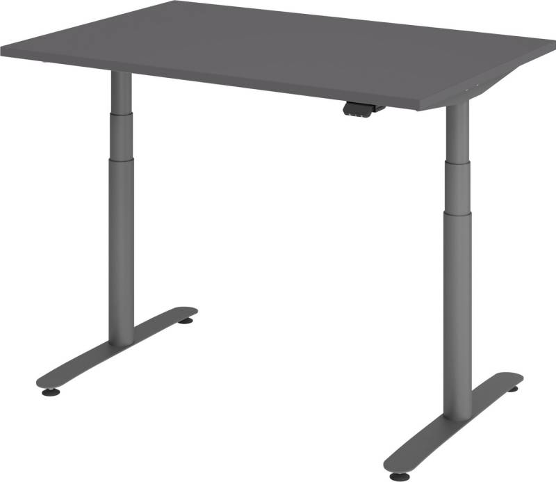 bümö Schreibtisch elektrisch Bluetooth & App XDLR - Arbeitshöhe:, Rechteck: 120 x 80 cm - Dekor: Graphit - Gestell: Graphit von bümö