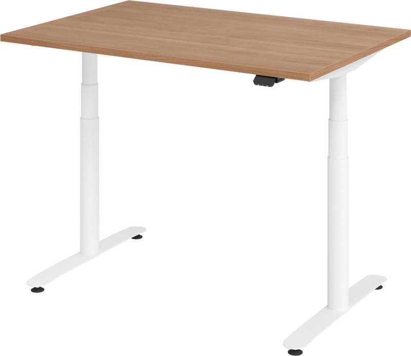 bümö Schreibtisch elektrisch Bluetooth & App XDLR - Arbeitshöhe:, Rechteck: 120 x 80 cm - Dekor: Nussbaum - Gestell: Weiß von bümö