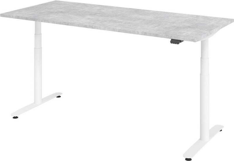 bümö Schreibtisch elektrisch Bluetooth & App XDLR - Arbeitshöhe:, Rechteck: 180 x 80 cm - Dekor: Beton - Gestell: Weiß von bümö