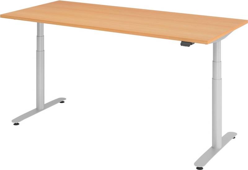 bümö Schreibtisch elektrisch Bluetooth & App XDLR - Arbeitshöhe:, Rechteck: 180 x 80 cm - Dekor: Buche - Gestell: Silber von bümö