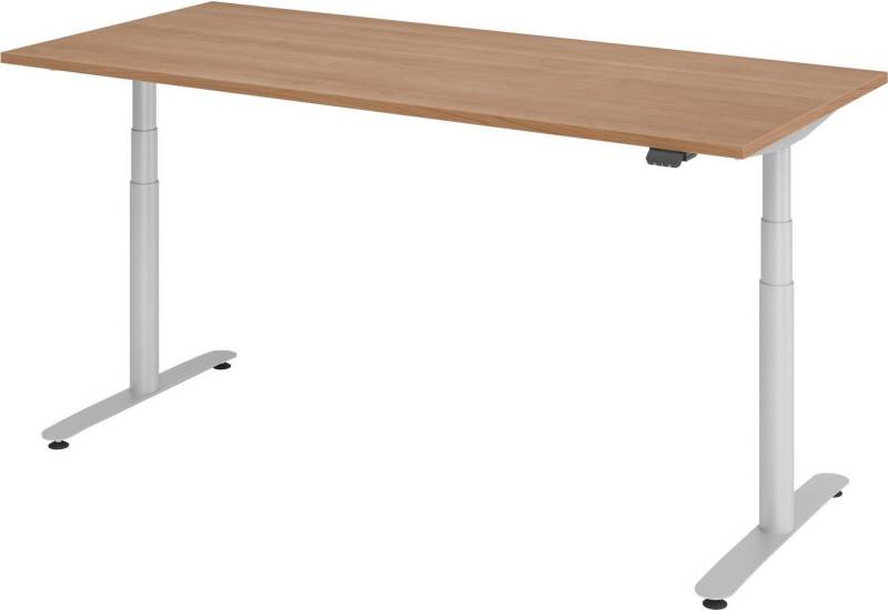 bümö Schreibtisch elektrisch Bluetooth & App XDLR - Arbeitshöhe:, Rechteck: 180 x 80 cm - Dekor: Nussbaum - Gestell: Silber von bümö