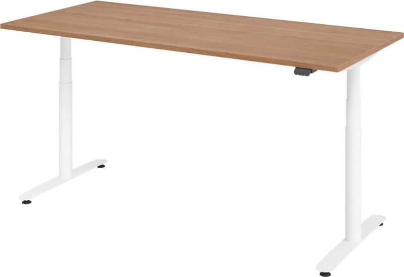 bümö Schreibtisch elektrisch Bluetooth & App XDLR - Arbeitshöhe:, Rechteck: 180 x 80 cm - Dekor: Nussbaum - Gestell: Weiß von bümö