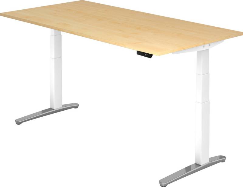 bümö Schreibtisch elektrisch XBHM - Arbeitshöhe:, Rechteck: 200 x 100 cm - Dekor: Ahorn - Gestell: Weiß/Alu poliert von bümö