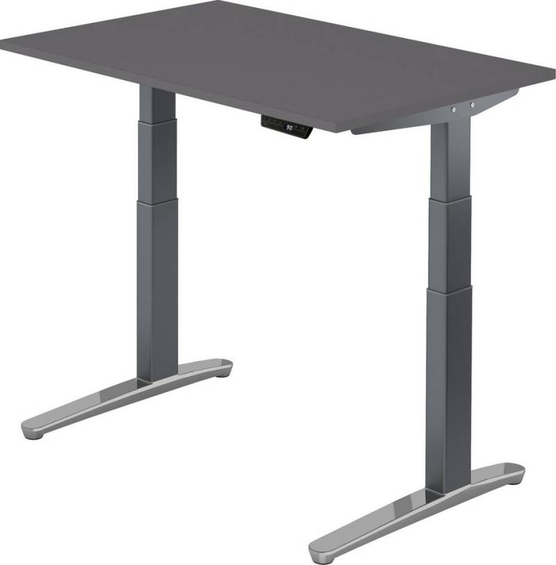 bümö Schreibtisch elektrisch XBHM - Arbeitshöhe:, Rechteck: 120 x 80 cm - Dekor: Graphit - Gestell: Graphit/Alu poliert von bümö