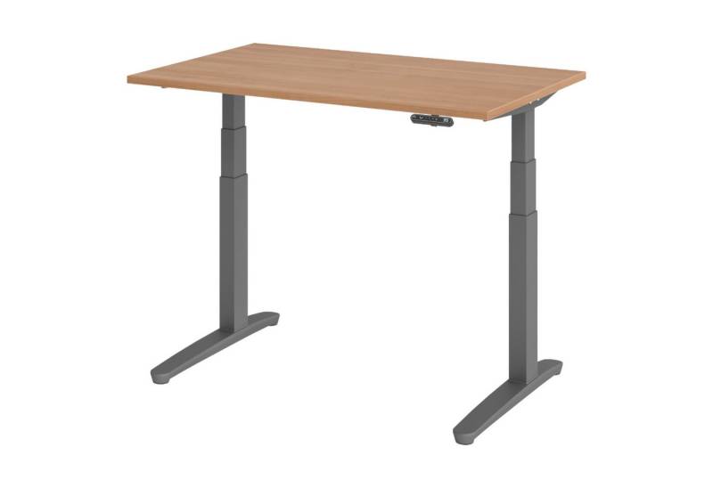 bümö Schreibtisch elektrisch XBHM elektrisch höhenverstellbar, Rechteck: 120 x 80 cm - Dekor: Nussbaum - Gestell: Graphit von bümö